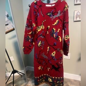 Needleworks hand knit vintage sweater with tiger pattern 100% wool